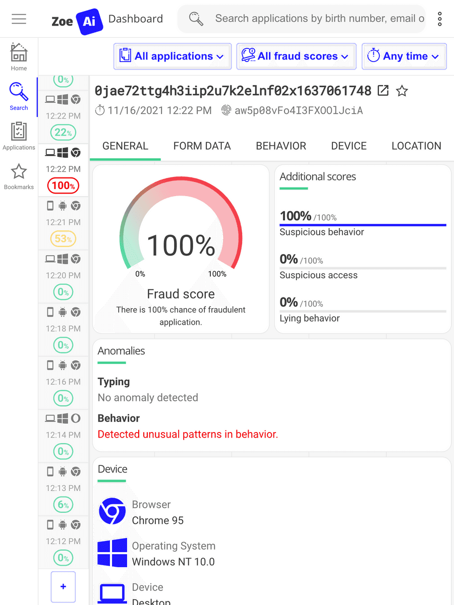 Zoe - Dashboard Mobile Screenshot